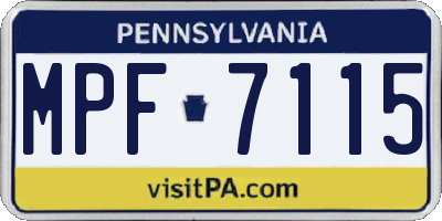 PA license plate MPF7115