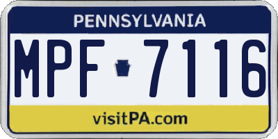 PA license plate MPF7116