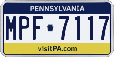 PA license plate MPF7117
