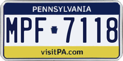 PA license plate MPF7118