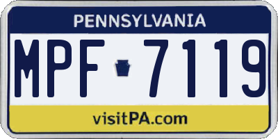 PA license plate MPF7119