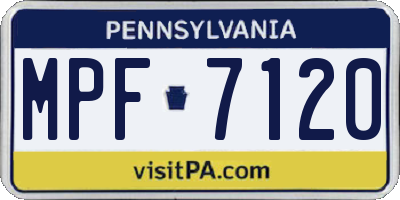 PA license plate MPF7120