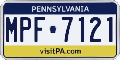 PA license plate MPF7121