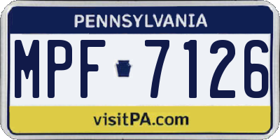 PA license plate MPF7126
