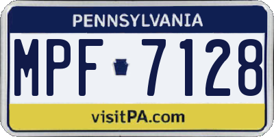 PA license plate MPF7128