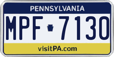 PA license plate MPF7130
