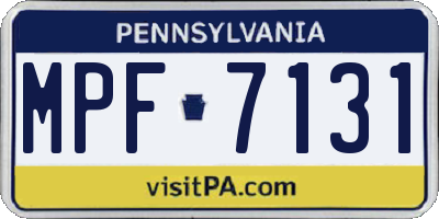PA license plate MPF7131