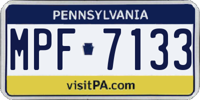 PA license plate MPF7133