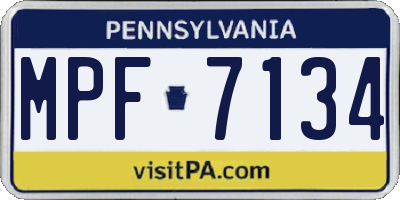 PA license plate MPF7134