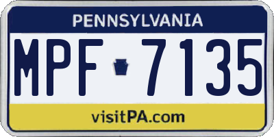 PA license plate MPF7135