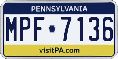 PA license plate MPF7136