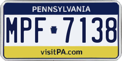 PA license plate MPF7138