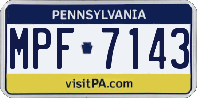 PA license plate MPF7143