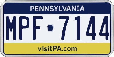 PA license plate MPF7144