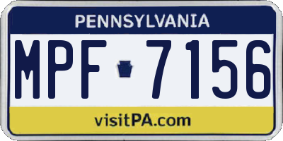 PA license plate MPF7156
