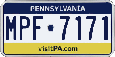 PA license plate MPF7171