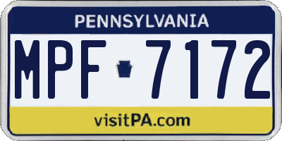 PA license plate MPF7172