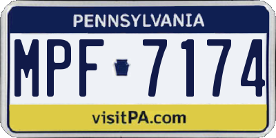 PA license plate MPF7174