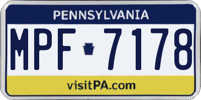 PA license plate MPF7178