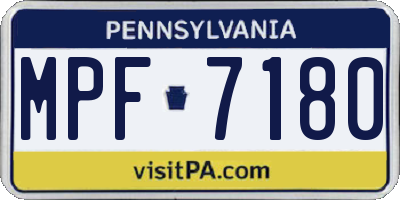 PA license plate MPF7180