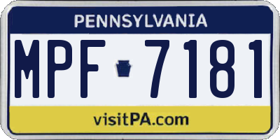 PA license plate MPF7181