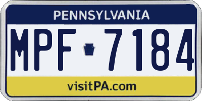 PA license plate MPF7184