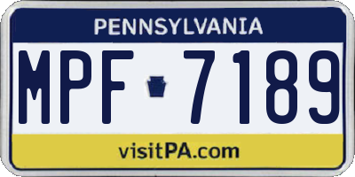 PA license plate MPF7189