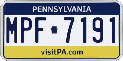 PA license plate MPF7191