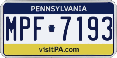 PA license plate MPF7193