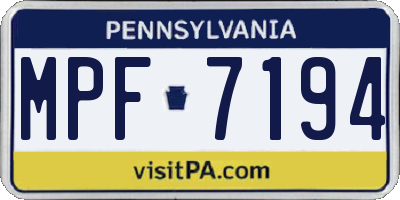 PA license plate MPF7194