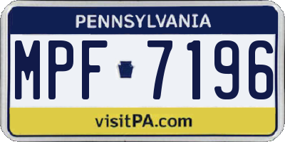 PA license plate MPF7196