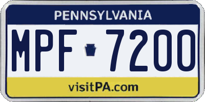 PA license plate MPF7200