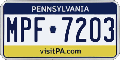 PA license plate MPF7203