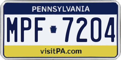 PA license plate MPF7204