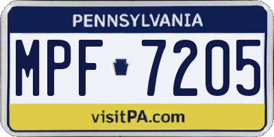 PA license plate MPF7205