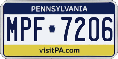 PA license plate MPF7206
