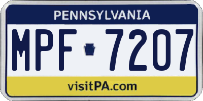 PA license plate MPF7207