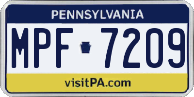 PA license plate MPF7209
