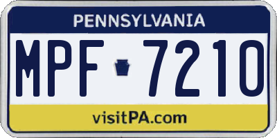 PA license plate MPF7210