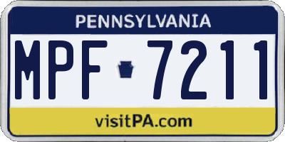 PA license plate MPF7211