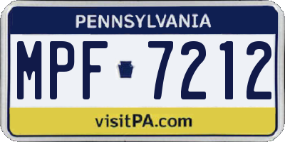PA license plate MPF7212