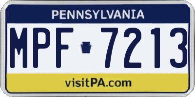 PA license plate MPF7213