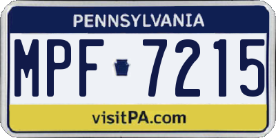 PA license plate MPF7215