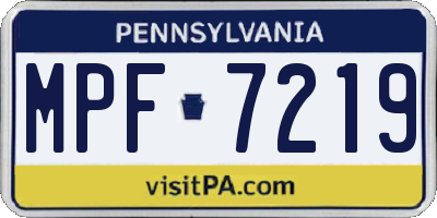 PA license plate MPF7219