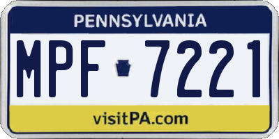 PA license plate MPF7221