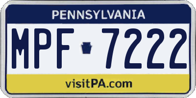 PA license plate MPF7222