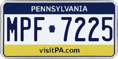 PA license plate MPF7225