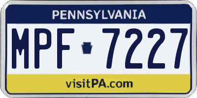 PA license plate MPF7227