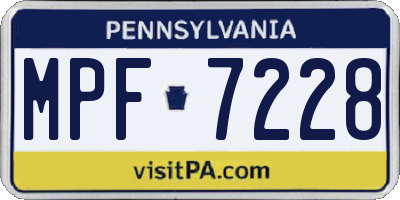 PA license plate MPF7228