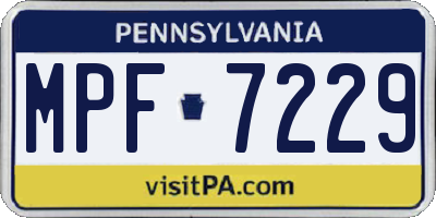 PA license plate MPF7229